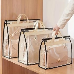 BEBA PVC Handbag Dust Bag Hanging Clear Storage Bag Purse Storage Organizer with Zipper Dustproof Bag Closet
