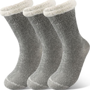 3Pairs Super Thick Merino Wool Socks Women Winter Thermal Soft Cozy Mid Tube Socks Fleece Lined Outdoor Sport Sock for Cold Snow