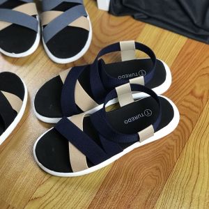Sandal Wedges Wanita Tali Silang Karet Elastis / Sandal Wanita Anak Dewasa Size 31-41 - EG 01