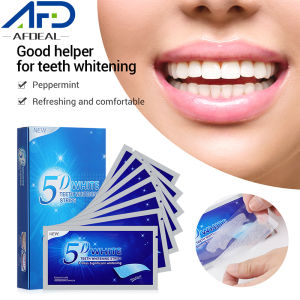 Afdeal 7pairs/box 5D White Gel Teeth Whitening Strips Mint Scented Double Teeth Dental Bleaching Oral Care