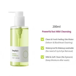 Beplain Mung Bean Cleansing Oil 200ml – Gentle Deep Cleansing Oil for Makeup Removal Pore Care Blackhead & Sebum Control Hydrating Face Cleanser