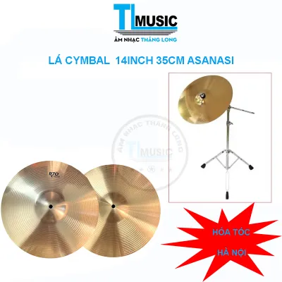 Lá cymbal 14 inch 35 cm Asanasi R20 hai chiếc màu vàng đồng đế cymbal hoa tốc Hà Nội.