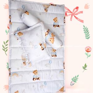 🔖SIÊU ĐẸP🔖Bộ Nệm Gối 5 Món Trẻ Em Vải Tencel Than Hoạt Tính Thoáng Mát Mềm Mại Bộ Gồm Nệm Gối Nằm + Ôm (Kèm Ruột Gối) _ Nemtot Bedding