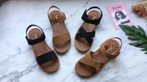 [Free Shipping] Soft Sole Velcro Korean Style Sandals 2026 Summer New Shoes Comfortable Casual Beach Shoes Flat WomenS Shoes