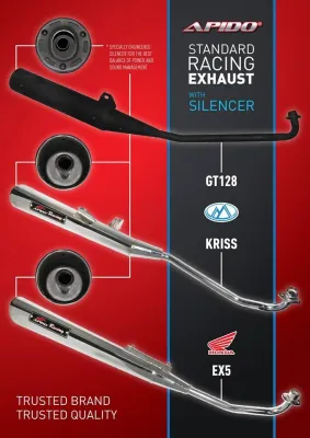 APIDO EX5/ EX5 DREAM RACING EXHAUST WITH SILENCER 100CC (SMALL BORE)
