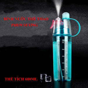 Bình nước thể thao phun sương 2 IN 1 600ml bình đựng nước phòng gym xe đạp dã ngoại leo núi cao cấp