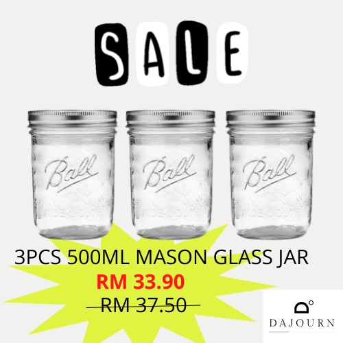 [SALE ITEM] 3 PCS 250/500/750/950ml Wide / Regular Mouth Ball Mason Jar