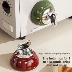 Kitchen Magnetic Mechanical Timer 60-Minute Countdown Alarm Clock Cooking Reminder No Battery Needed Stainless Steel