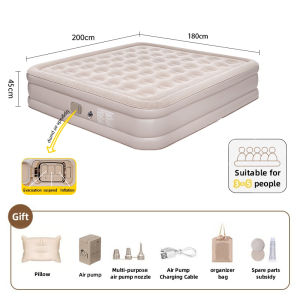 Inflatable Air Bed Double Size King Family Size with Electric Pump Automatic Portable Foldable For Camping Tent camp