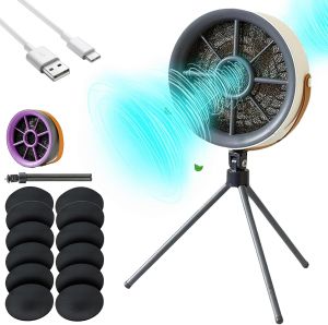 Smoke Away Purifier Fan Portable Smoke Air Purifier Fan with 12 PCS Activated Carbon Filter Cotton Three Speed Adjustment Type-C Charging Can Be Hung and Stood (Blue)