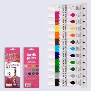 12 Colors Acrylic / Oil / Watercolor Paints Set in Tubes Art Academy Gouache Pigment for Artists Kids Beginners & Painters Painting Art Supplies