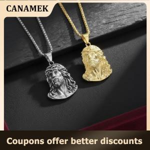 【 CANAMEK 】 Streetwear Hip Hop Punk Necklace Gold Plated Head Pendant for Men Women Stylish Collar Chain for Daily Outfits