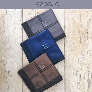 Nina Sapu Tangan Pria Ukuran Persegi 39x39cm Bahan Katun Berkualitas Premium Motif Garis Polos Termurah