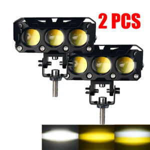 （Segera dikirim）Lampu Tembak LED Laser/Lampu Sorot Laser Q9 3 Mata 2 Warna/HI LOW 60 WATT LAMPU TEMBAK MOTOR MOBIL/3 Mata SQL/3 Mata Lensa