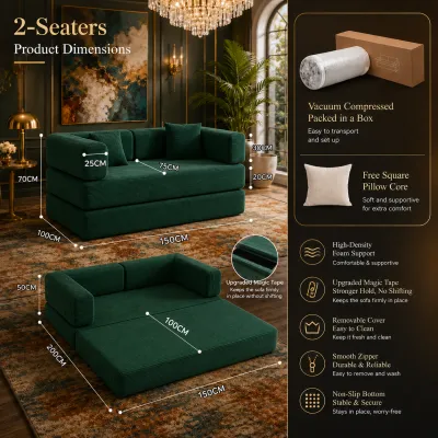 AIBE Sofa Bed โซฟาเบด 2 in 1 อัดสูญญากาศ โซฟาพับเก็บได้ โซฟาเตียงนอน โซฟาหลายฟังก์ชัน โซฟาปรับนอน 2-3ที่นั่ง ขนาด 150-200ซม