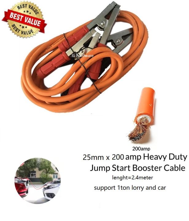 thumbnail image 2 of Brookstone Heavy Duty 200AMP Booster Cables – 2m Jump Leads – Car/Van Battery Starter 2 of 6