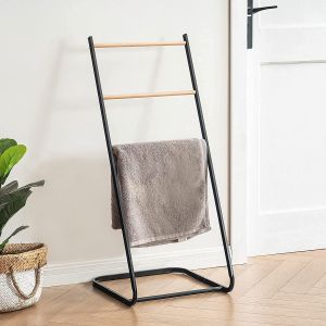 Indoor Freestanding Towel Rack Industrial Pipe Design L-shaped Clothes Drying Stand with Simple Storage Wall-Mounted or Mobile