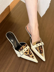 Leather Heels For Women 2 Inches Stiletto Retro Office Work Sandals For Women With Heels