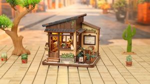 [Ready Stock] Cutebee 3D Wooden Puzzle CWGD201 DIY Miniature House Decoration - Kissa Coffee