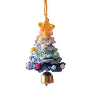 Knitted Christmas Tree Decoration Handmade Crochet Christmas Tree Hanging Ornament For Door Window Vehicle Interiors