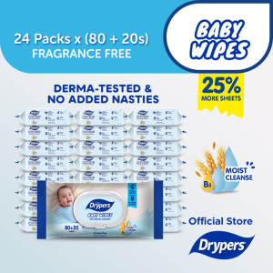 [Bundle of 3/6/12] Drypers Baby Wet Wipes Fragrance/Fragrance Free (80s+20s)