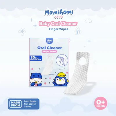 Momi Homi Baby Oral Care Cleanser Finger Wipes Pembersih Mulut Bayi Isi 30 PCS Aman Digunakan Untuk Bayi Food Grade Baby Mouth Cleaner / Perawatan Gigi Lidah Dan Gusi Bayi Cotton Toothbrush for Baby New Born