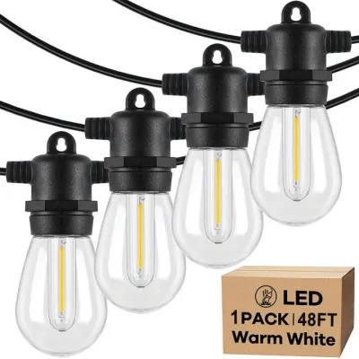 220V ไฟ LED กลางแจ้ง ไฟนางฟ้ากันน้ำ S14 สายไฟ โคมไฟย้อนยุค ไฟสวน ไฟปิงปอง ไฟประดับเต็นท์ อุปกรณ์ปาร์ตี้คริสต์มาส ตกแต่งงานแต่งงาน LED String Lights