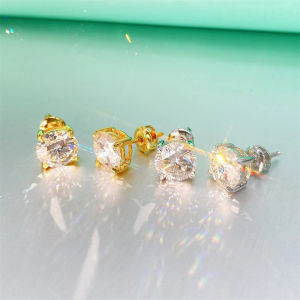 0.5-2ct D Color FL Sakura Cut Moissanite Stud Earrings Screw Back for Women Men 925 Silver Bling Diamond Earrings Gift screw stud earrings 925