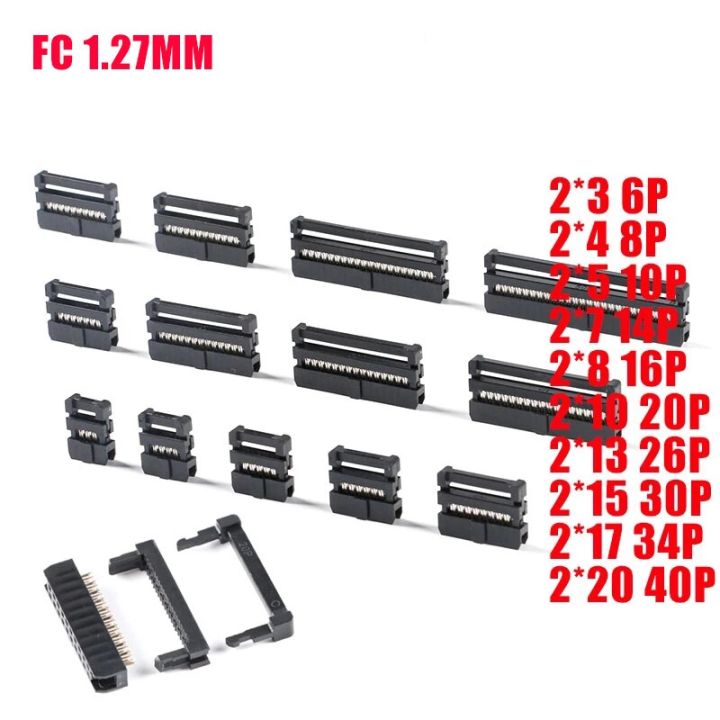 10pcs 1.27mm Pitch Fc-6 8 10 16 20-40 50 Pin Female Header Idc Socket 