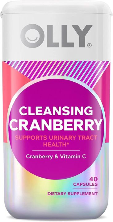 OLLY Cleansing Cranberry Capsules, Supports Urinary Tract Health, Vegan Capsules, Supplement for Women - 40 Capsules (Expiry: Feb 2023)