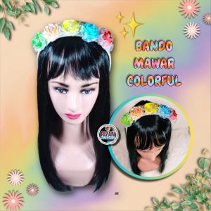 Bando Cantik Bunga Mawar Colorful Premium Handmade