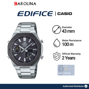 Jam Tangan Pria Casio Edifice Smartphone Link Model ECB-S10DB-1A Black Dial Silver Stainless Steel Strap