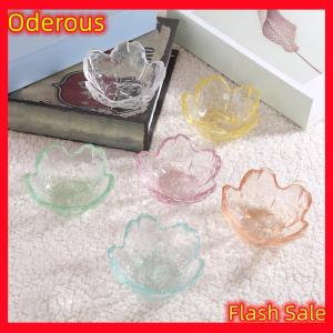 Oderous Small Glass Dish Nordic Style Inlay Glass Sauce Bowl Mini Japanese Cherry Blossoms Seasoning Plate For Ice Cream Fruit Sala