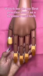 Acrylic Nails Flexible Practice Fake Hand BORNBYME Nail Training Adjustable Finger Kits Fake Nails Hands for Nail Beginner Practice with 200 PCS Nail Tips