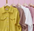 INBY FASHION | Setelan Baju polos bahan cringkel lengan pendek. 