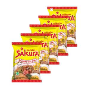 5PCS Sakura Mie Instan Goreng Rasa Ayam Ekstra Minyak Bawang & Kecap