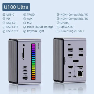 Hagibis U100 Lite U100 Pro U100 Ultra USB C Docking Station with Dual HDMI-compatible M.2 SSD