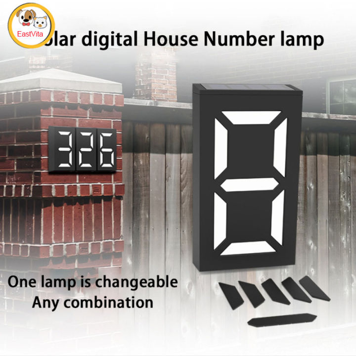 Solar Led House Number Sign Wall Mounted Rgb Digital Address Numbers 