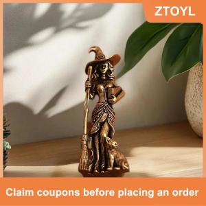 【ZTOYL】 1pcs Retro đẹp thuật sĩ nhân vật bức tượng nhỏ bằng đồng chổi ma thuật phù thủy tượng nhỏ Máy tính để bàn trang trí thủ công trang trí nhà