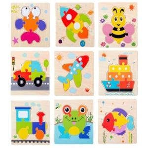 Jigsaw Puzzle Kayu 3D Timbul Lucu Aneka Motif Animal Kendaraan