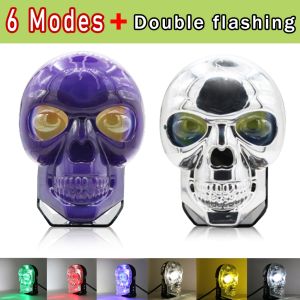 【New Skull head shape】 2pcs Mini Driving Light spot light waterproof 6 Modes for motorcycle Motorcycle Headlight LED Bulbs 80W