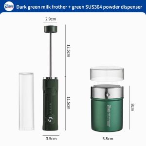 BINCOO Electric Milk Frother with Coffee Latte Maker Powder Dispenser Set Handheld Coffee Utensil Set