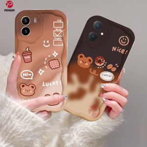 (Lokal Ready) PENGER Casing hp Vivo Y36 Y27 Y16 Y12s Y20 Y02A Y02T Y35 Y11 Y17 Y21 Y15 Y12 Y30i Y22 Y15s Y20s Y22s Y21A Y12i Y21s Y15A Y33s Y51 Y91C Y91 3D Wavy Curved Edge Gradient Coffee Beruang Kecil Case