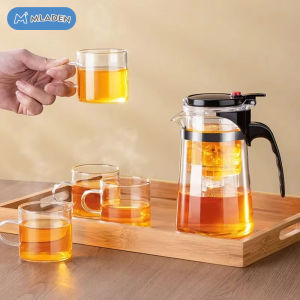 MLADEN Teapot Glass Chinese Tea Maker with Infuser Lid & Filter Kung Fu Tea Set Kettle Coffee Glass