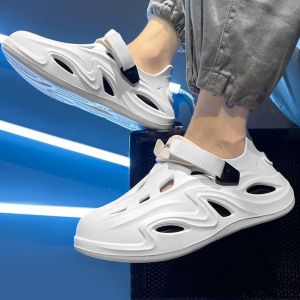 495HS Black White EVA Couple Sandals Anti Slip Anti Odor Slippers Men Women Fashion Beachwear Thick Soled Slippers Home