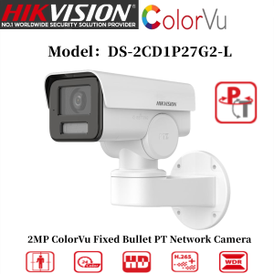 Hikvision PT Network Camera DS-2CD1P27G2-L(UF) 2MP ColorVu Fixed Bullet PT Network Camera With Audio Outdoor Waterproof Camera IP Camera