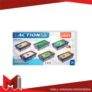 MallMainan-M54 Mainan Anak Laki Laki Game Meja Billiard Multifungsi 6in1 Bola Kaki Bowling