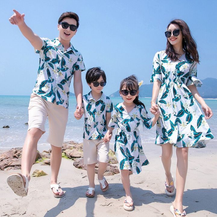 Matching summer outlet outfits for family