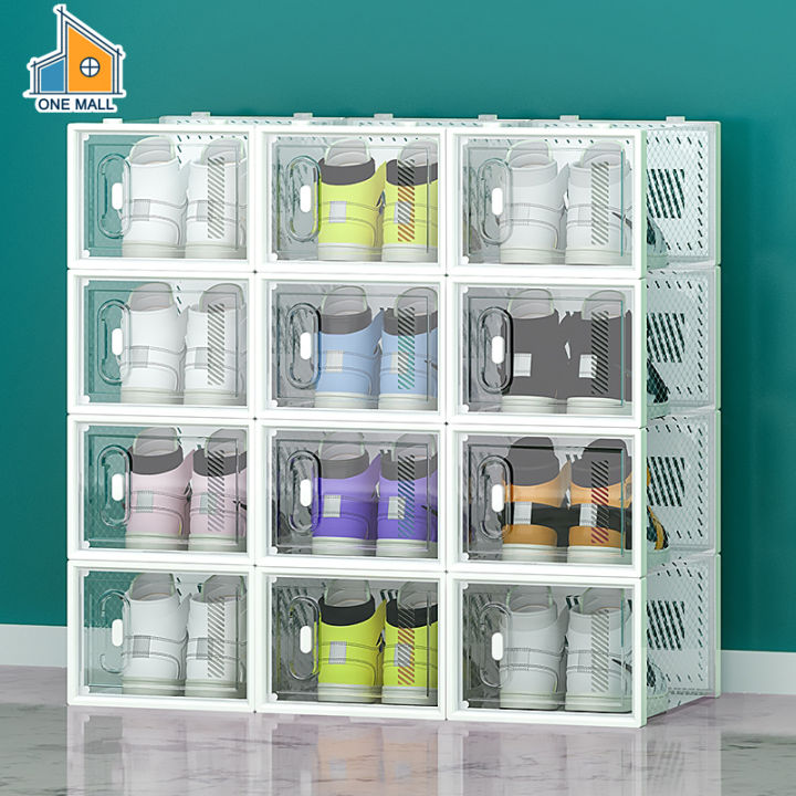 Large Shoe Storage Box with Magnetic Door 12 Pack Clear Plastic ...