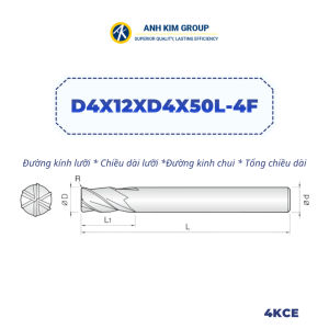 Dao phay ngón hợp kim 4 me HRC70 [D1-D650-100L] chính hãng - CNC Ánh Kim